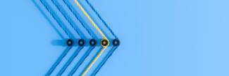 Blue hero image with arrows